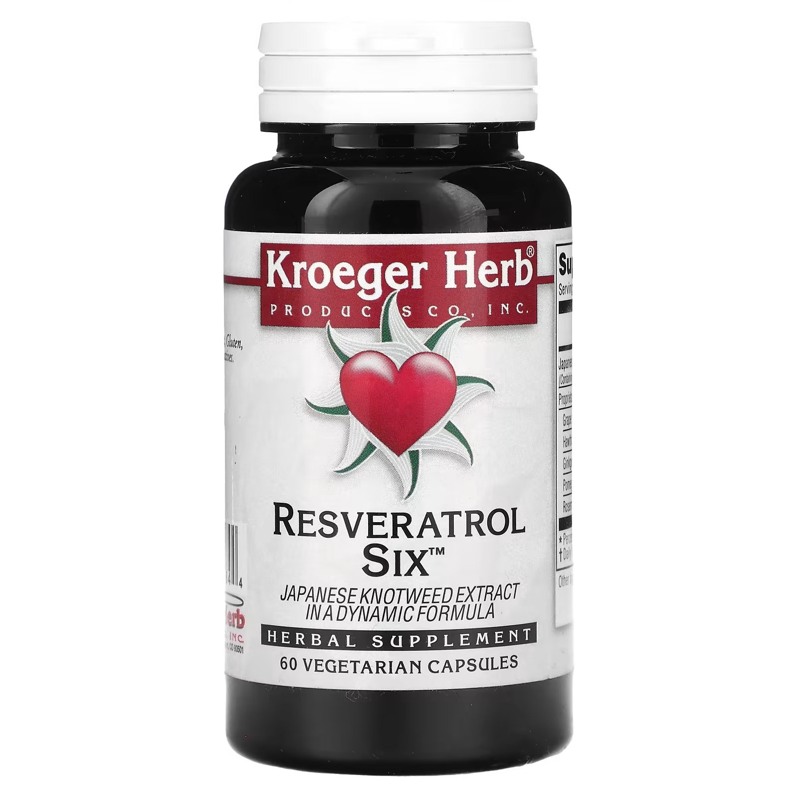 Растительная добавка Kroeger Herb Co ресвератрол шесть, 60 капсул