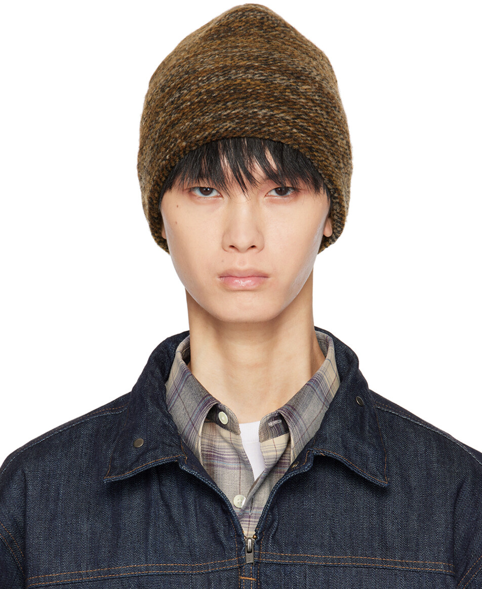 

Коричневая меланжевая вязаная шапка Engineered Garments