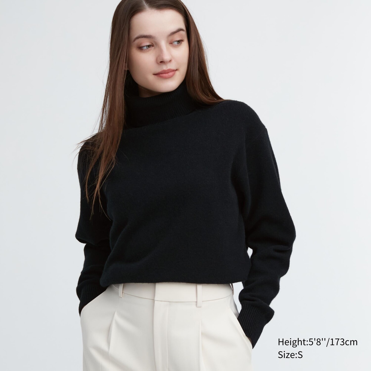 

Джемпер премиум-класса из овечьей шерсти с высоким воротником Uniqlo, черный