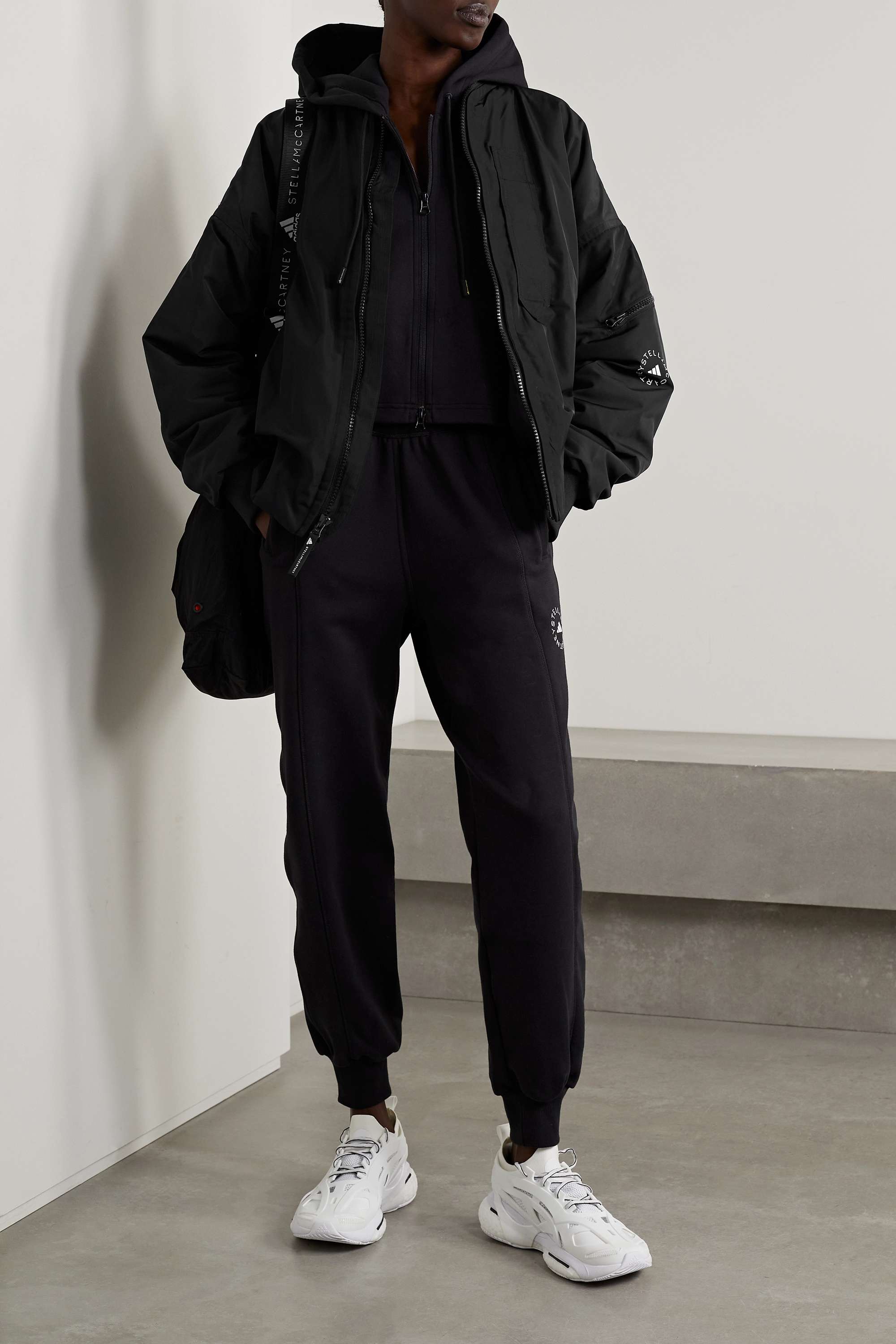 adidas by Stella McCartney: Black Printed Bomber Jacket