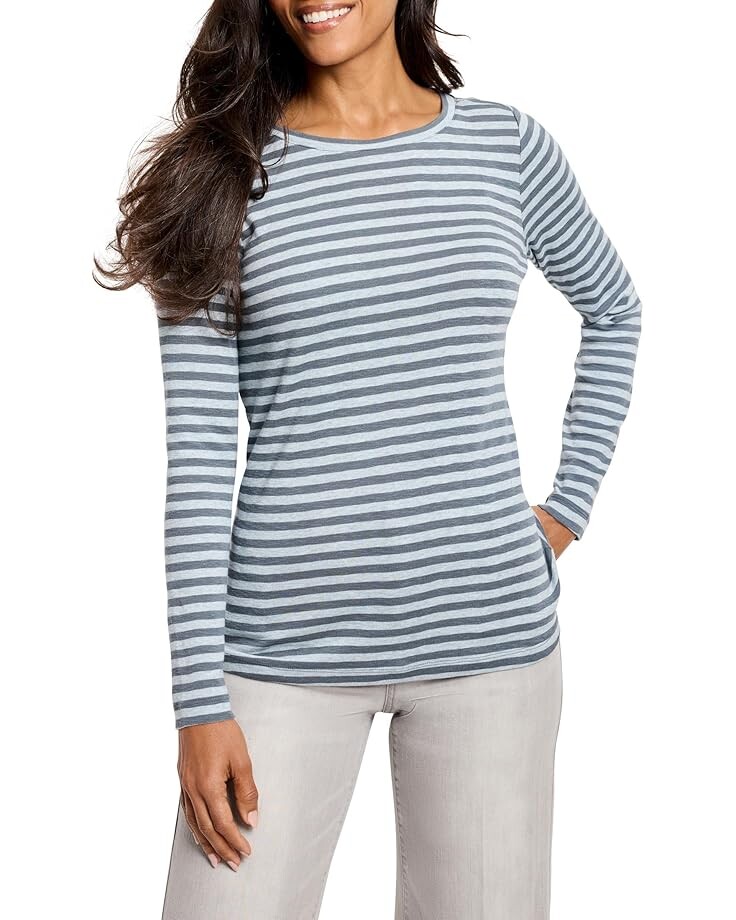 

Футболка NIC+ZOE Striped Bracelet Sleeve Boat Tee, цвет Blue Multi 1
