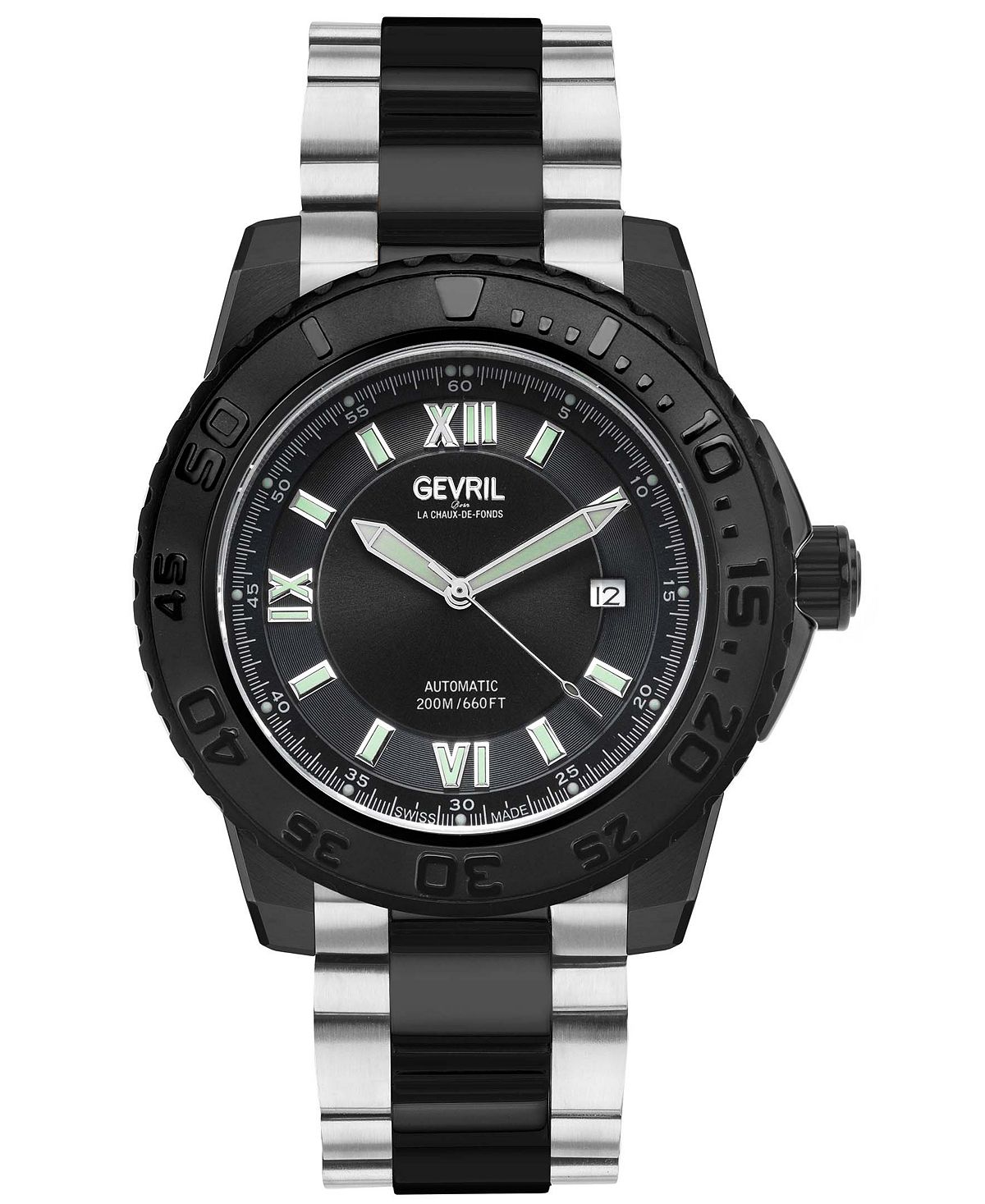цена Мужские швейцарские автоматические двухцветные часы Seacloud из нержавеющей стали, 45 мм Gevril