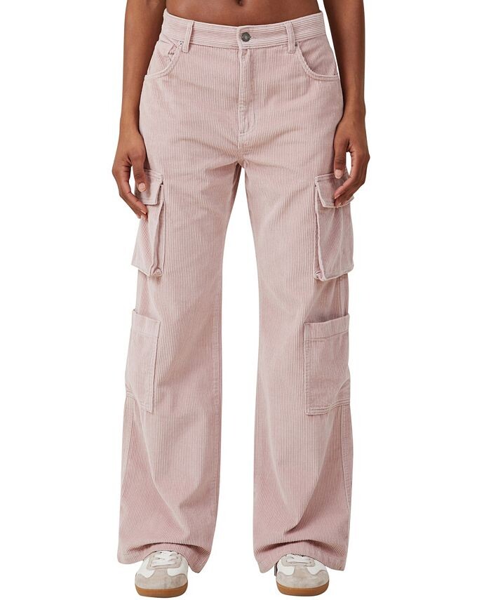 

Женские вельветовые широкие джинсы карго COTTON ON, розовый