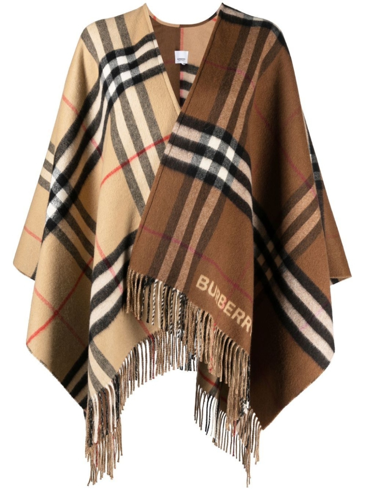 

Burberry кейп в клетку, коричневый