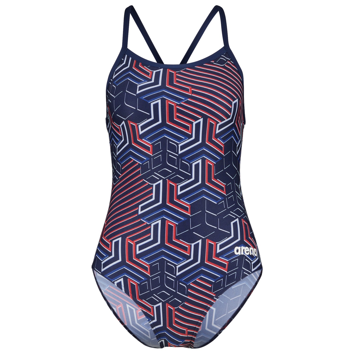 Купальник Arena Women's Kikko Pro Swimsuit Lightdrop Back, цвет Navy/Team Redwhiteblue