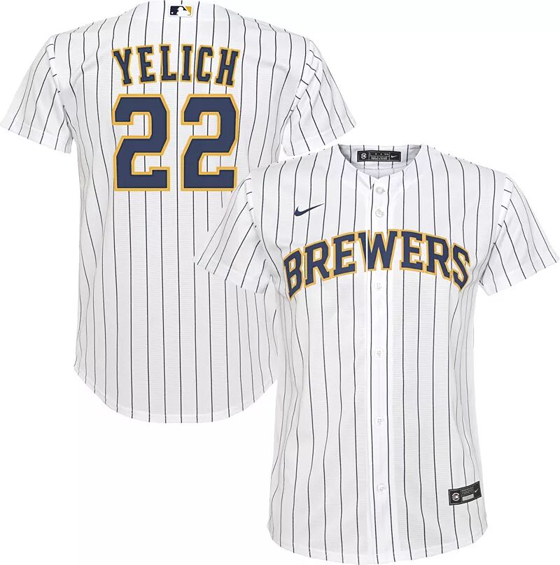 

Реплика Nike Youth Replica Milwaukee Brewers Christian Yelich # 22 Cool Base White Jersey