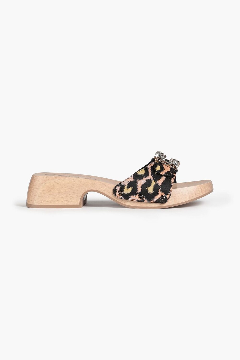 

Холщовые мюли Viv' Clogs с леопардовым принтом ROGER VIVIER, персиковый