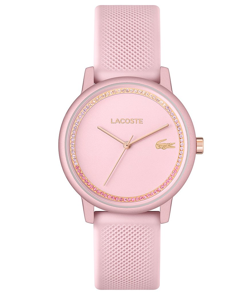 Женские кварцевые аналоговые часы Lacoste 12.12 с розовым силиконовым ремешком, розовый аналоговые женские часы dai с розовым кожаным ремешком kaos tous розовый