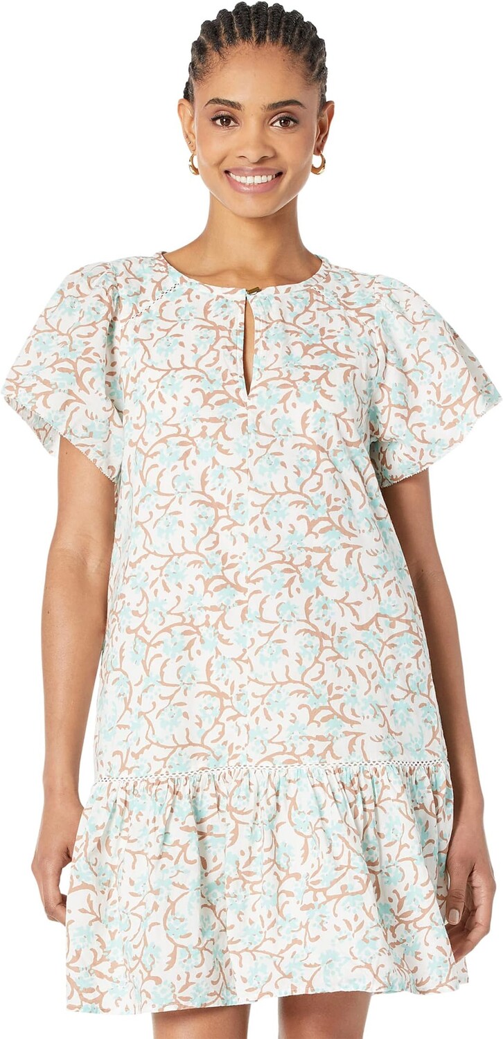 

Платье из вуали с развевающимися рукавами и принтом Lilla P, цвет Aquamarine Print