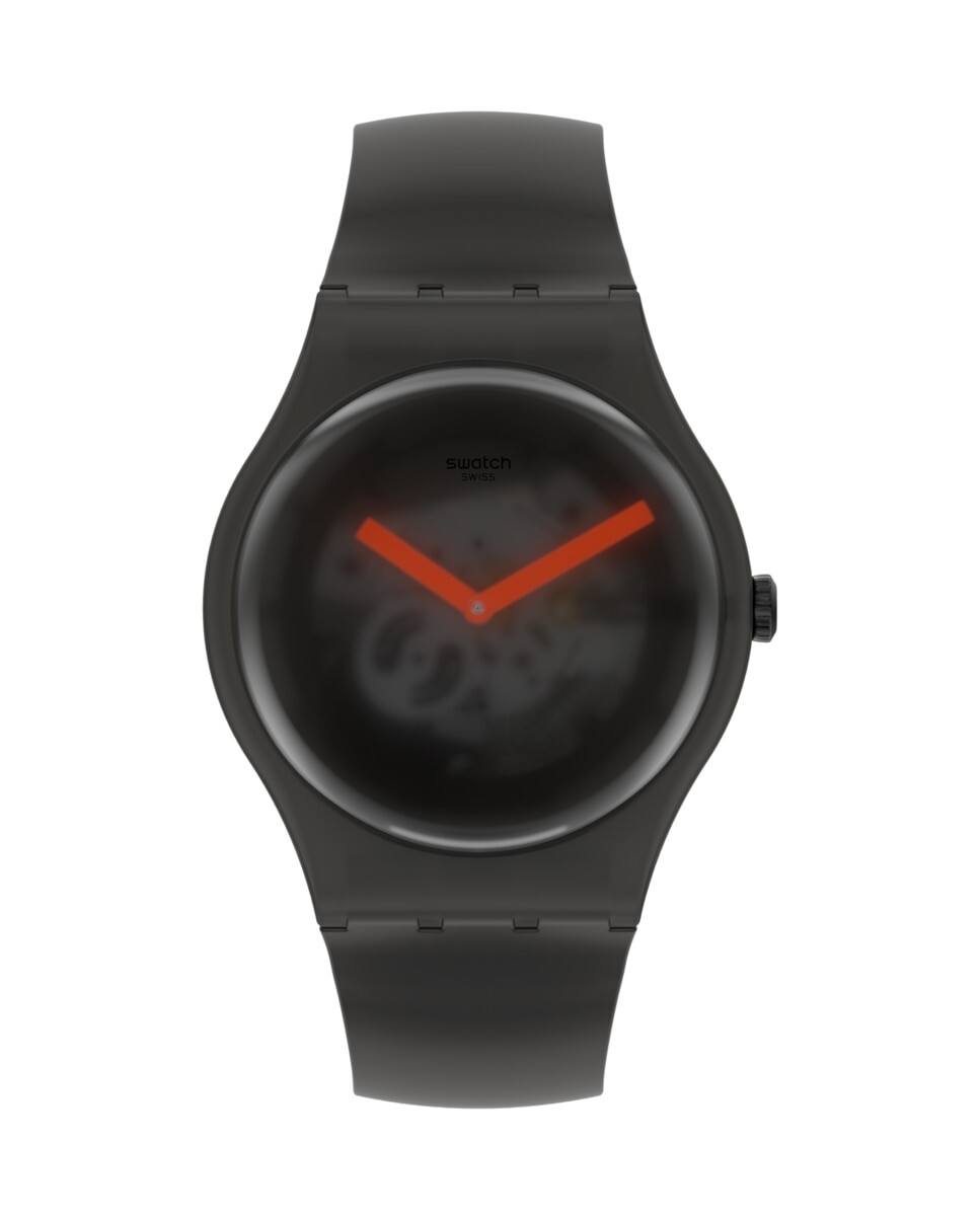 

Черные часы с черным силиконовым ремешком Swatch, черный