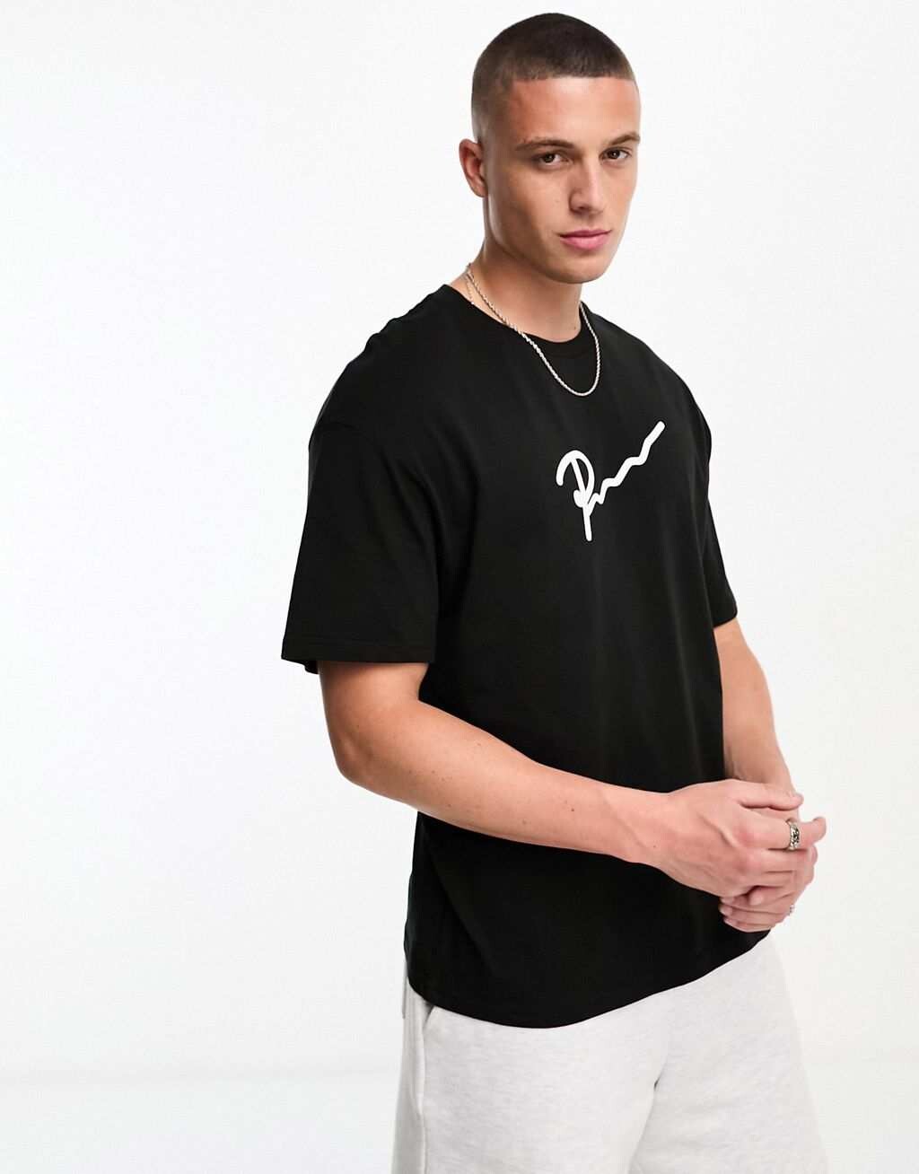 

Черная оверсайз-футболка с логотипом Jack & Jones Premium, Черный