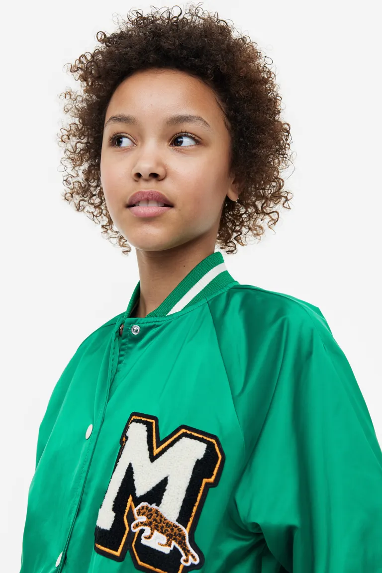 

Атласный бомбер H&M, зеленый