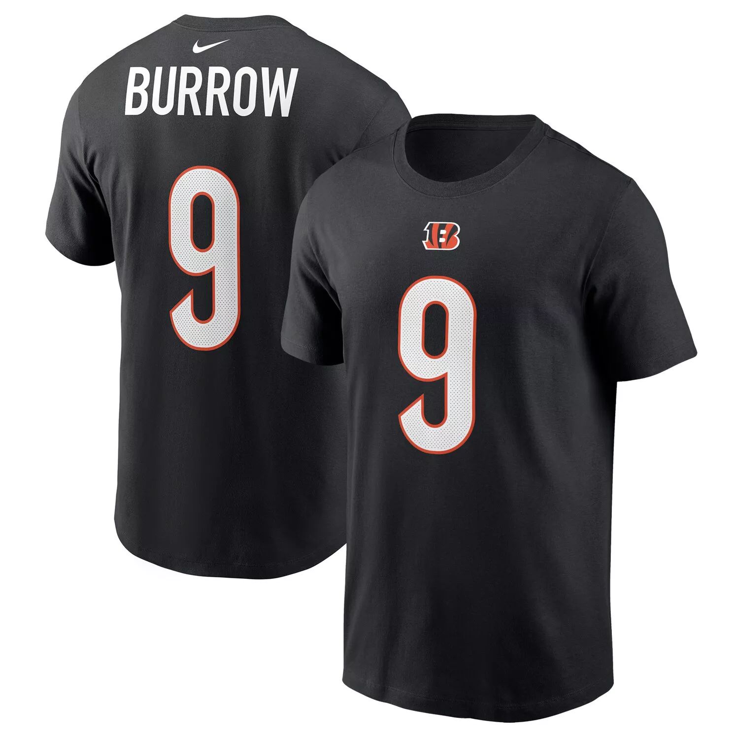 Мужская черная футболка с именем и номером игрока Cincinnati Bengals Joe Burrow Nike