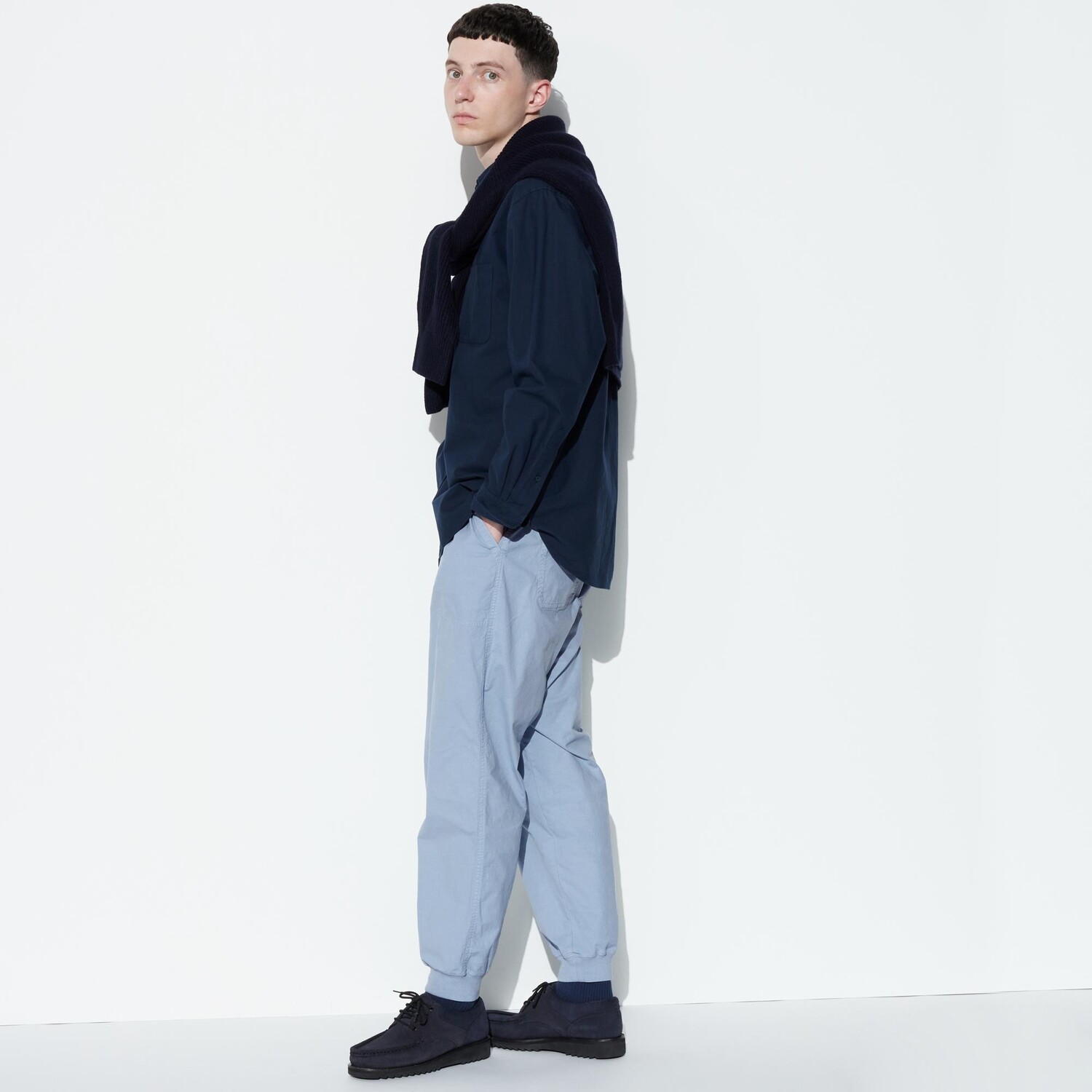 

Брюки UNIQLO хлопковые в рубчик, синий
