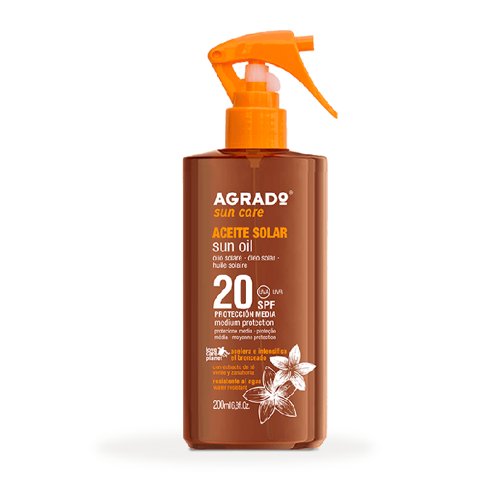 

Средство для загара aceite solar spf20 Agrado, объем 200 мл