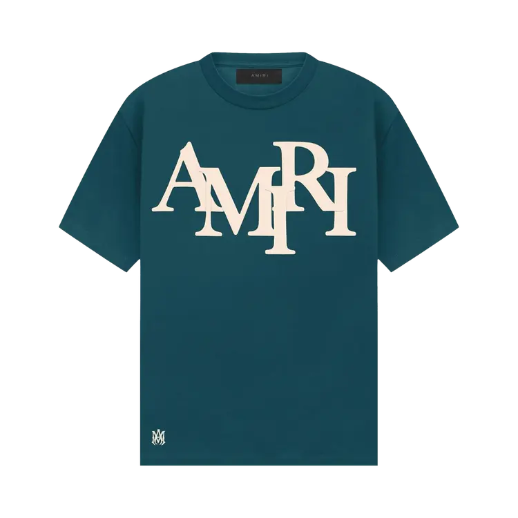 

Футболка Amiri Staggered Logo 'Rain Forest', зеленый