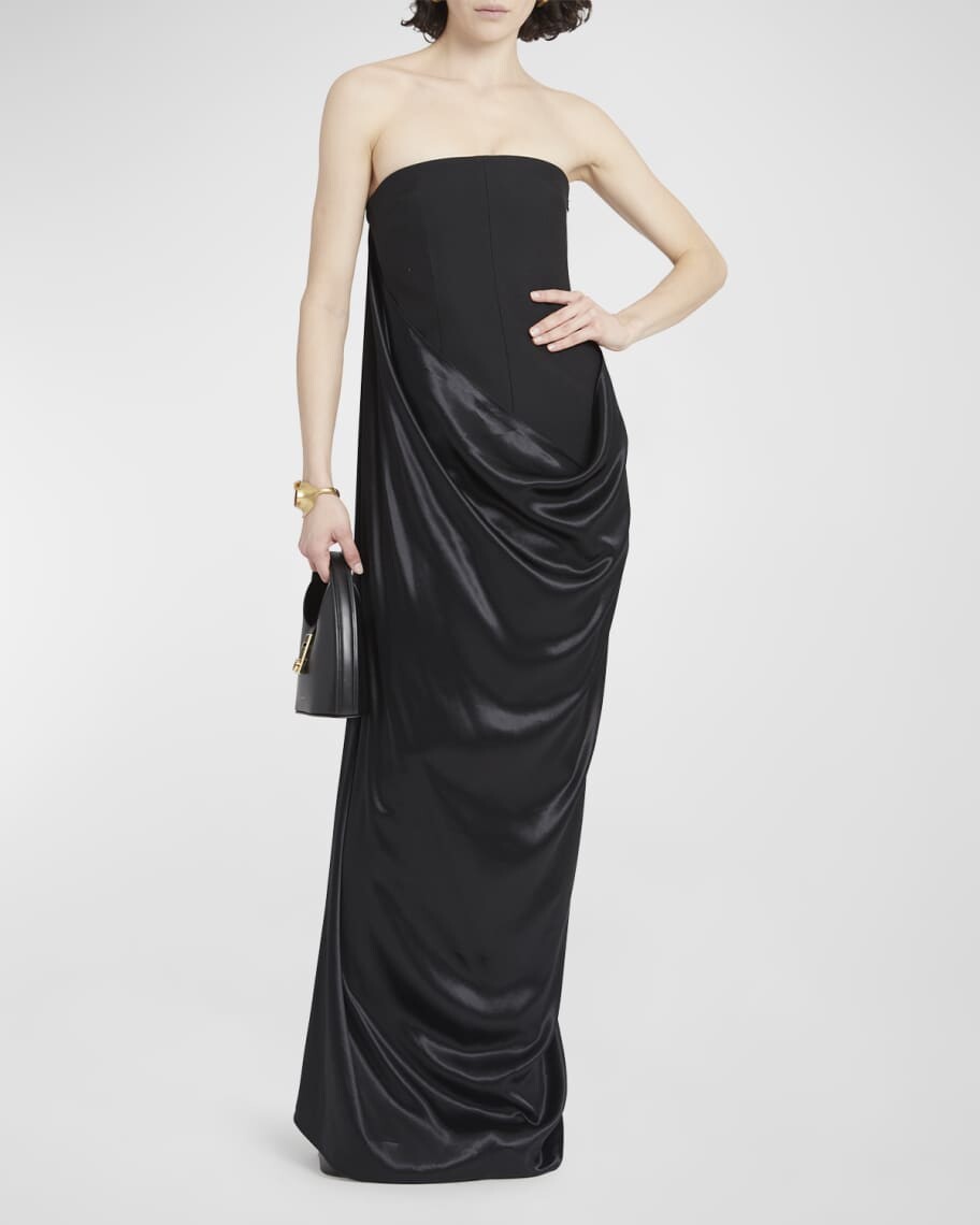 

Платье без бретелек с атласной драпировкой Ferragamo