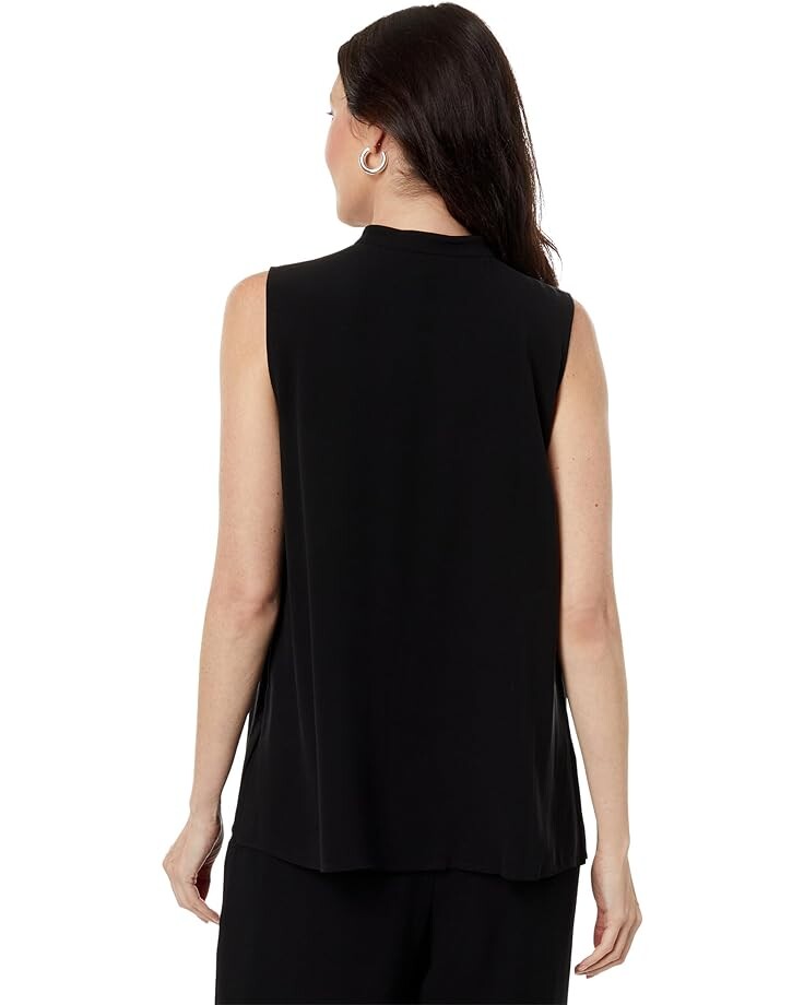 

Рубашка Eileen Fisher Petite Stand Collar Sleeveless Shirt, черный