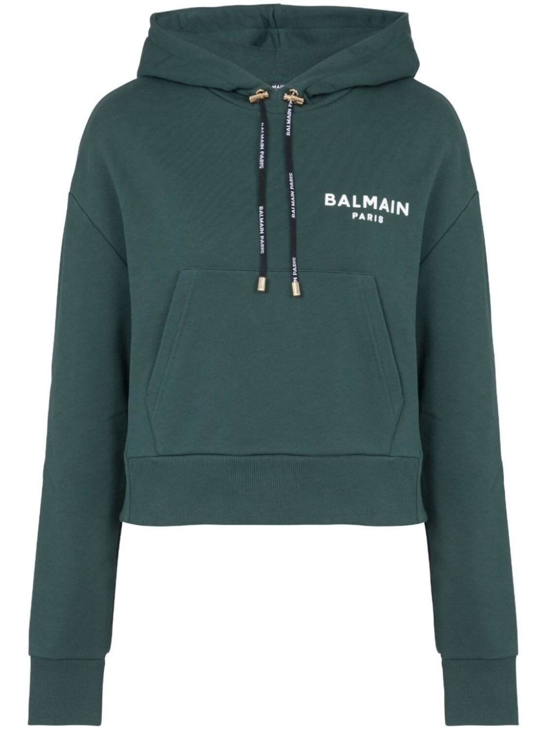 

Balmain укороченное худи с логотипом, зеленый