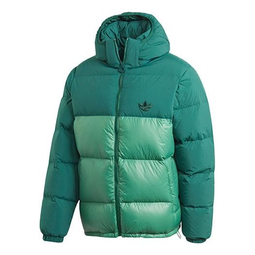 Пуховик adidas originals Down Regen Puff Stay Warm Splicing Sports hooded down Jacket Green, зеленый цена и фото