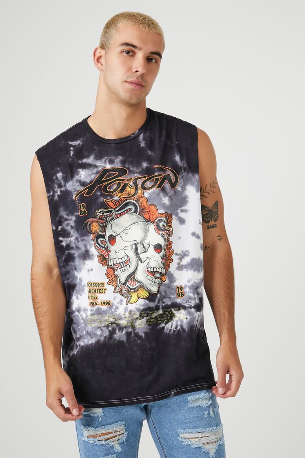 

Футболка с рисунком Tie-Dye Poison Muscle Forever 21, черный