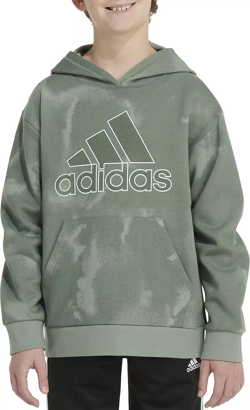 

Пуловер с капюшоном и длинными рукавами Adidas для мальчиков, серебристо-зеленый