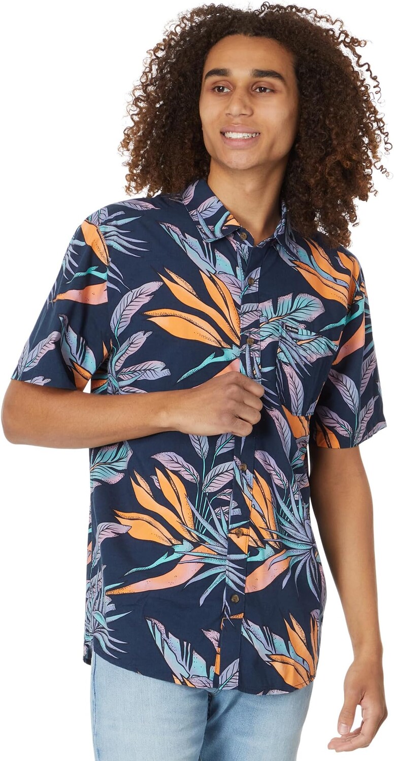 Рубашка Indospray Floral Short Sleeve Woven Volcom, темно-синий