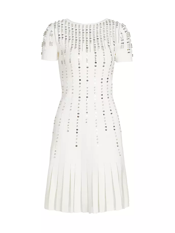 Расклешенное платье с кристаллами Reem Acra, белый