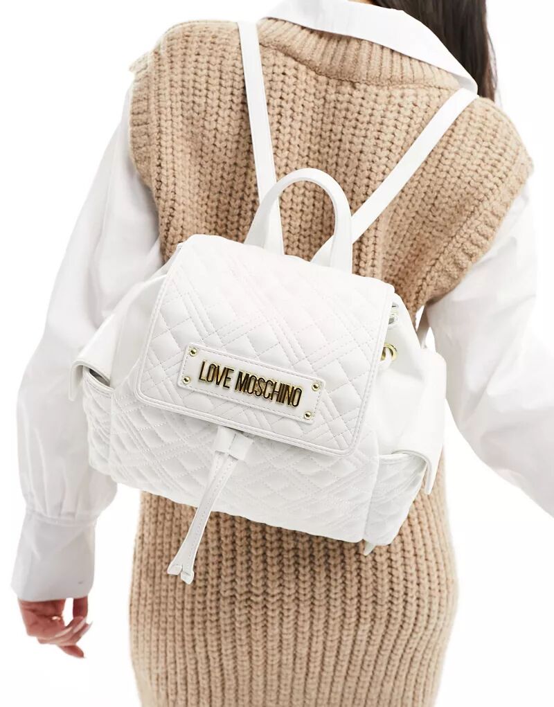 Белый стеганый рюкзак Love Moschino стеганый рюкзак с логотипом moschino черный