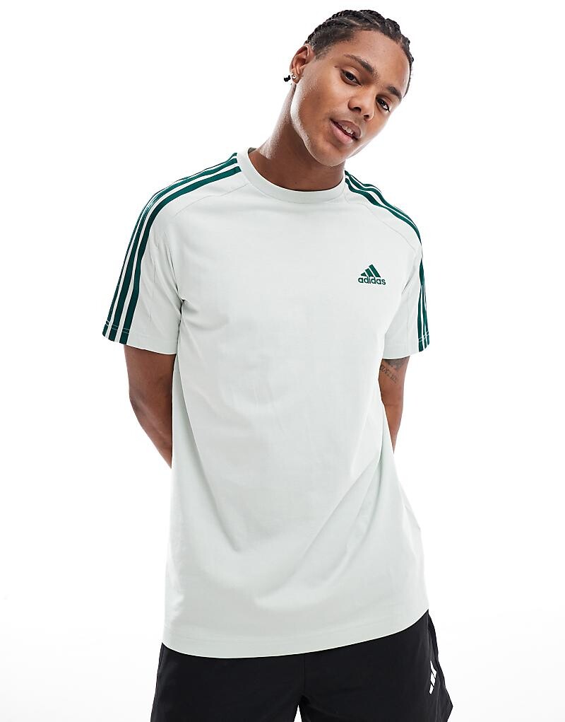 

Зеленая футболка из одинарного джерси с 3 полосками adidas Performance Essentials