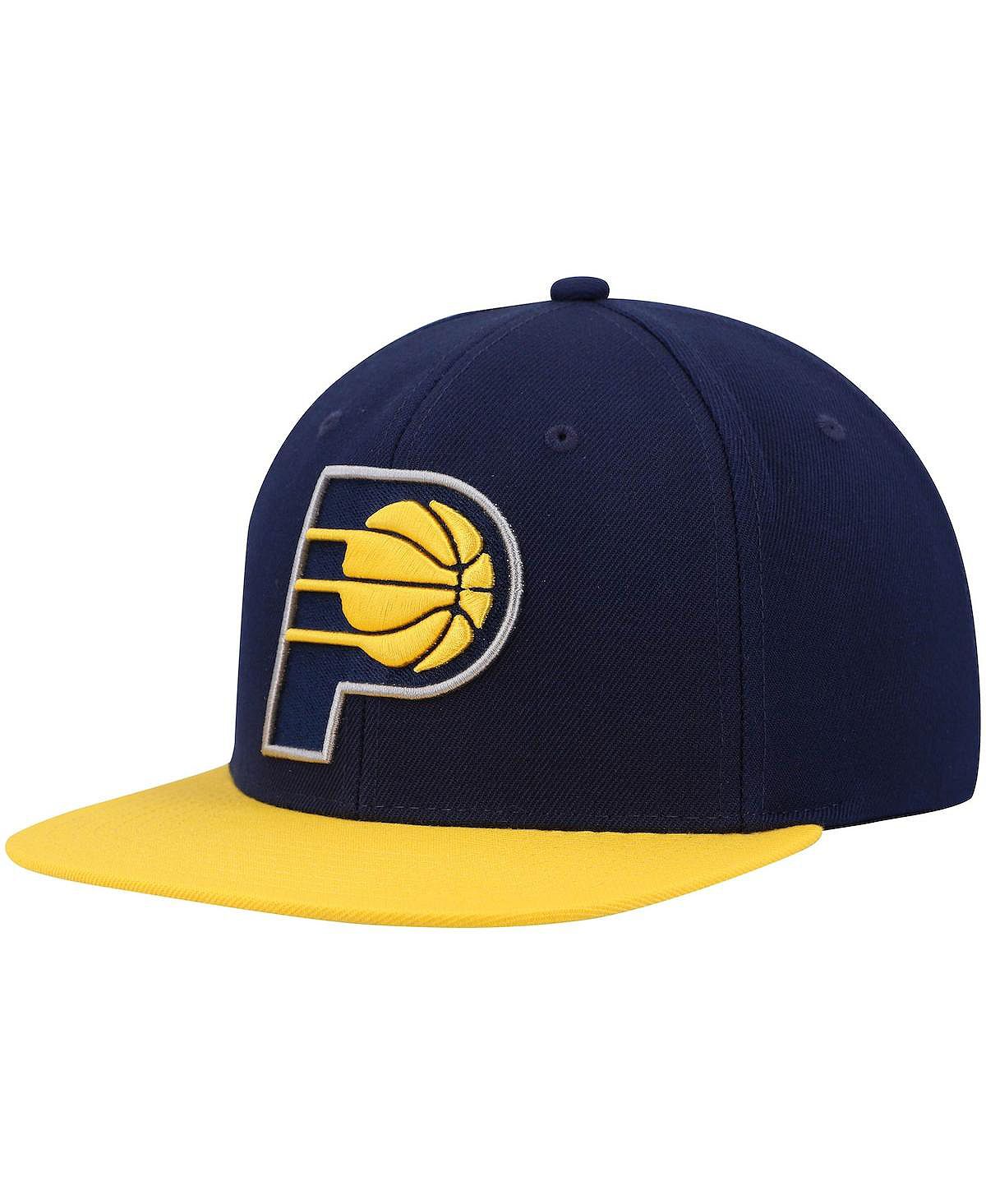 

Мужская двухцветная бейсболка Snapback 2.0 темно-синего и золотого цвета Indiana Pacers Team Mitchell & Ness