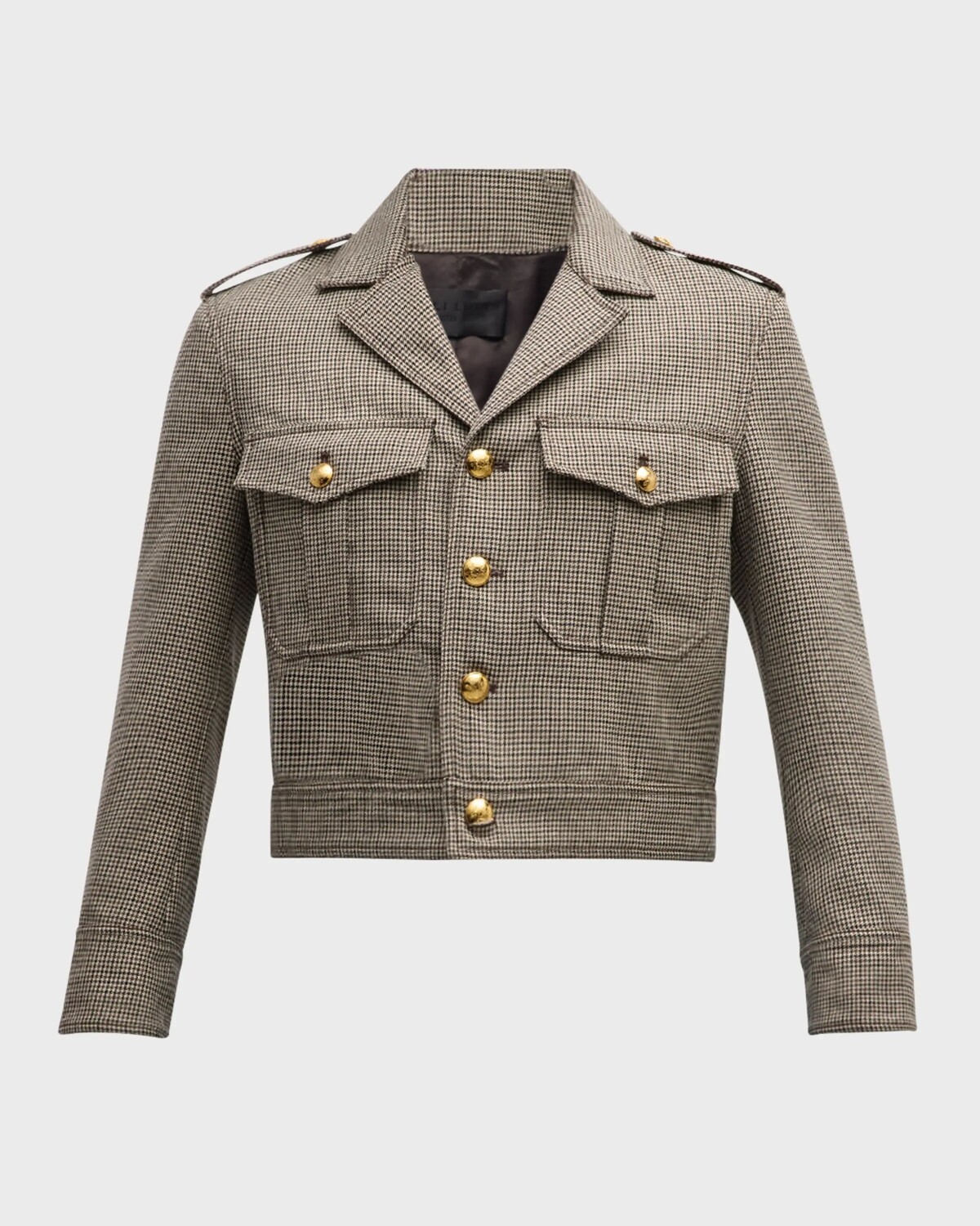 

Укороченный пиджак в клетку Lise в стиле милитари Nili Lotan, цвет Brown Houndstooth