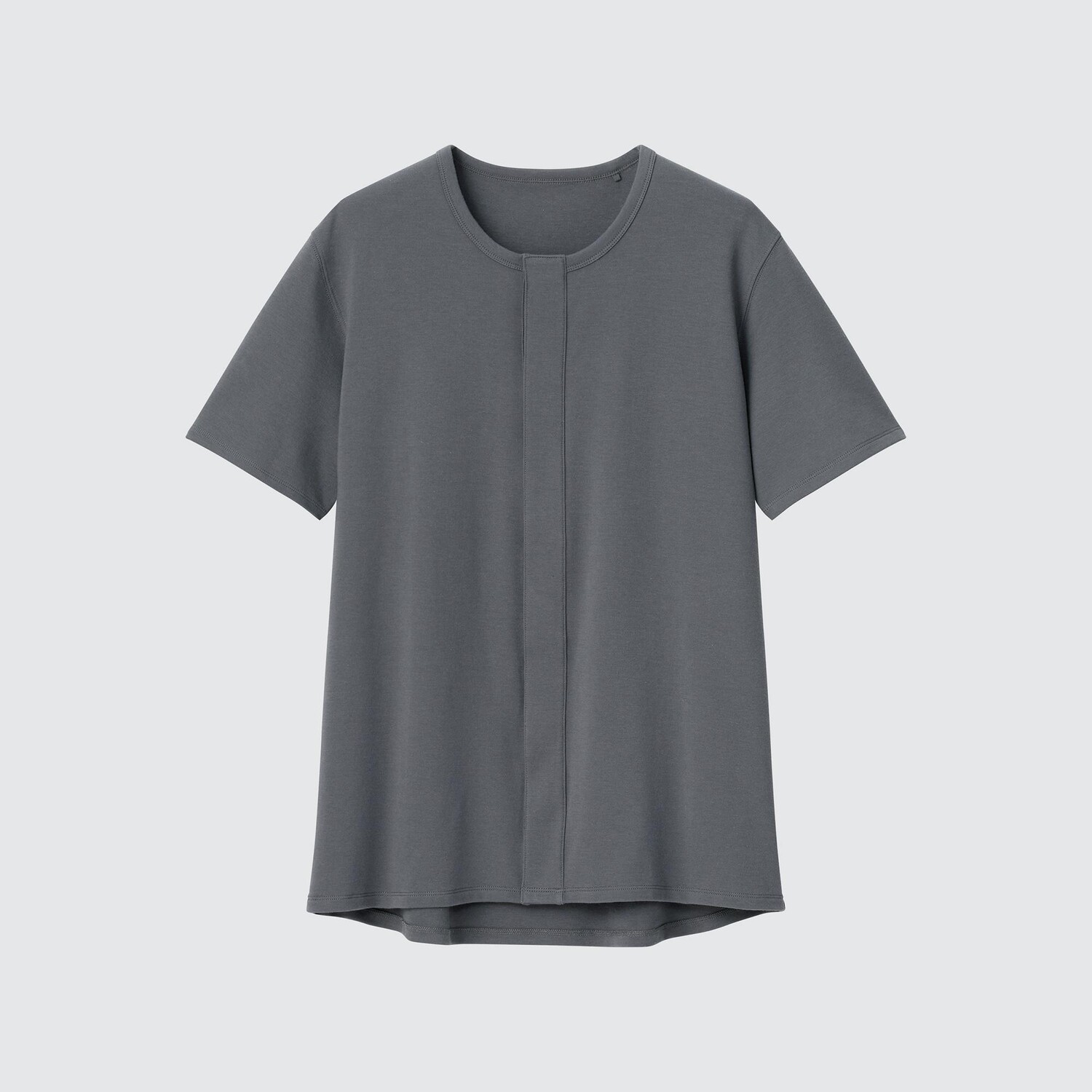 

Хлопковая футболка с открытым передом и круглым вырезом Uniqlo, темно-серый