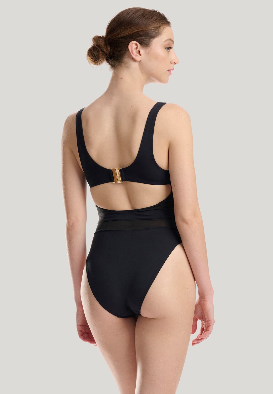 

Прозрачный и непрозрачный купальник Wolford, черный