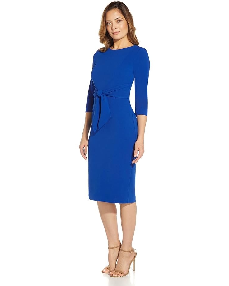 

Платье Adrianna Papell Knit Crepe Tie Waist Sheath Dress, цвет Violet/Cobalt