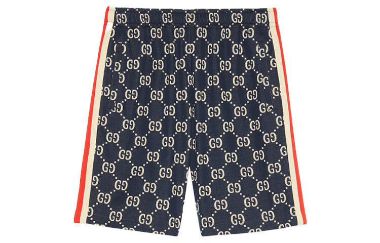 

Шорты Gucci GG жаккардовые, синий/бежевый/красный