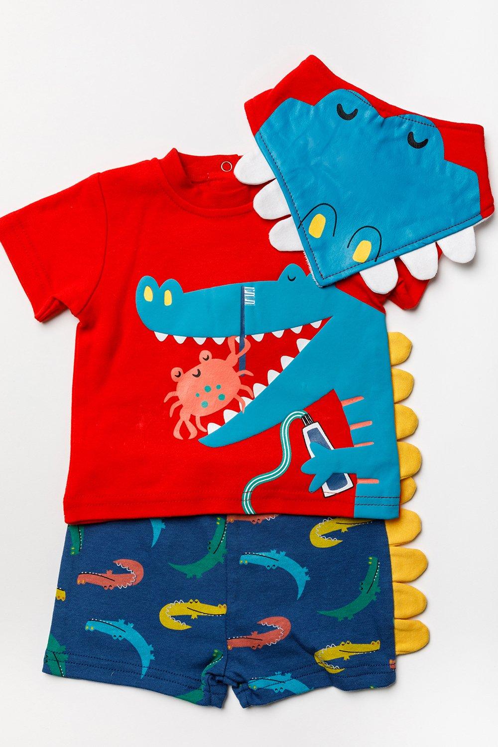 цена Хлопковый подарочный набор из трех предметов с крокодиловым принтом для ребенка Lily and Jack, красный