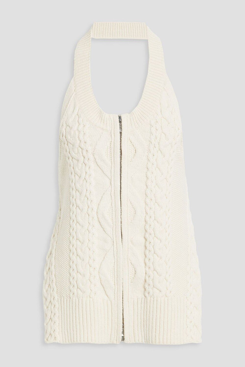 

Топ косой вязки из смесовой шерсти с воротником-халтер 3.1 PHILLIP LIM, слоновая кость