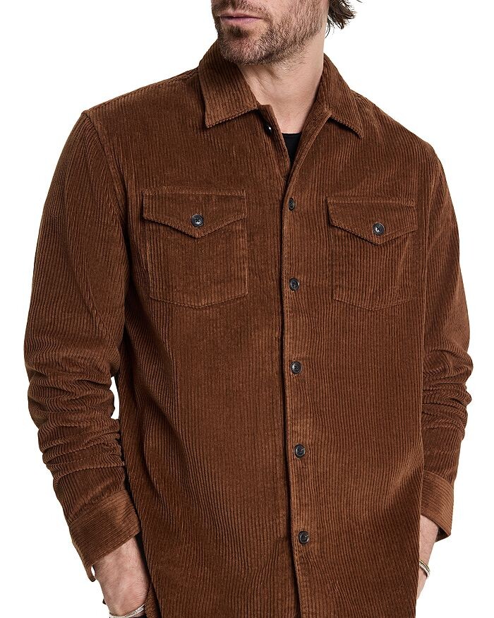 

John Varvatos Bauer Верхняя куртка-рубашка на пуговицах спереди, коричневый