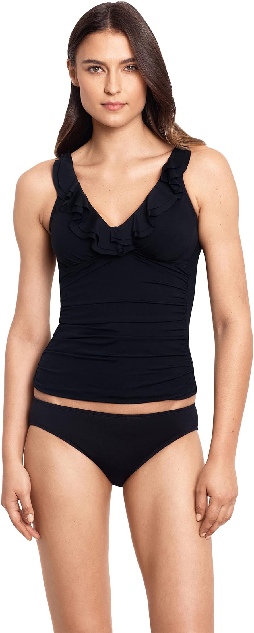 

Купальник Lauren Ralph Lauren Beach Club Solids Ruffle Underwire Tankini, черный