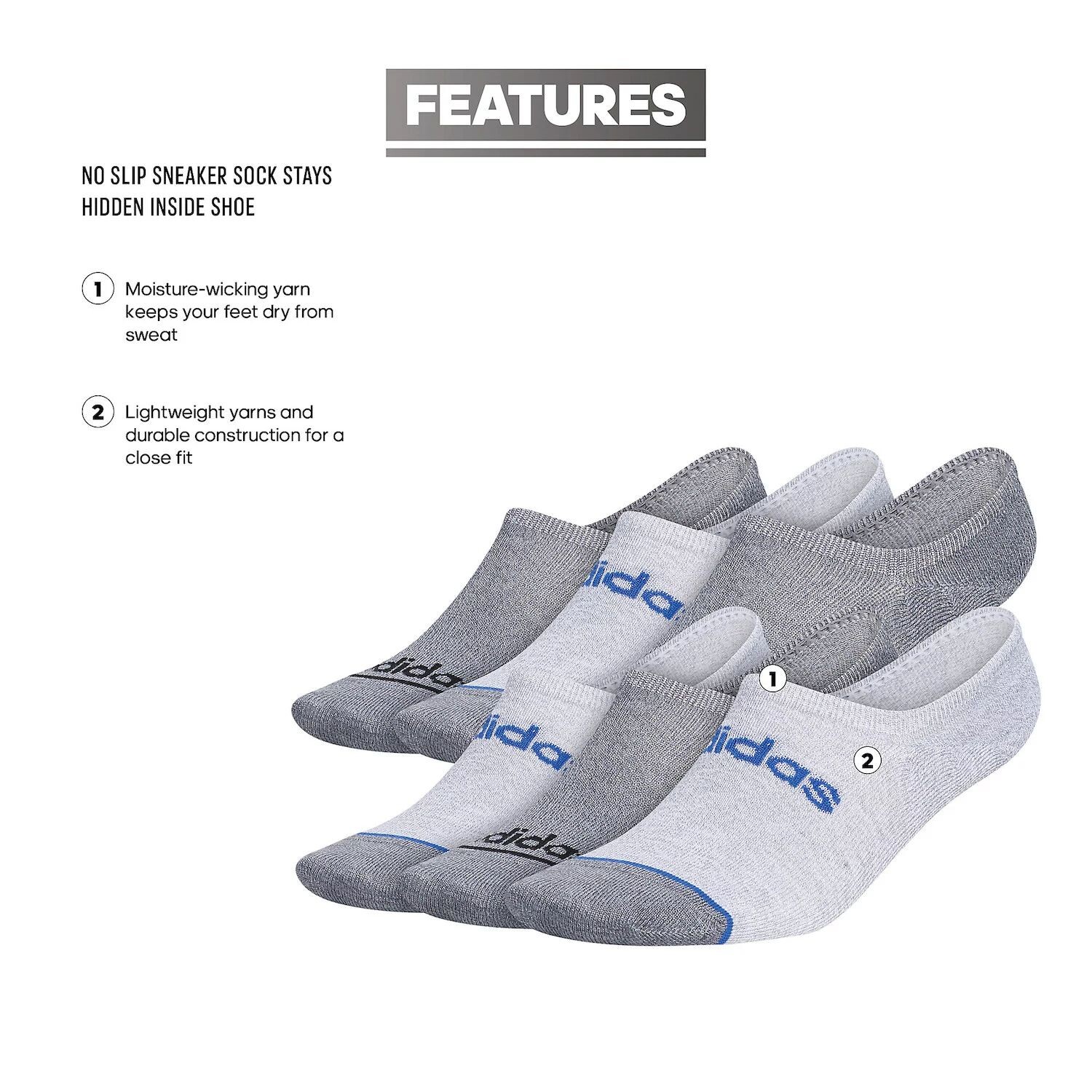 

Мужские носки adidas Superlite Linear, 6 пар носков Super No-Show
