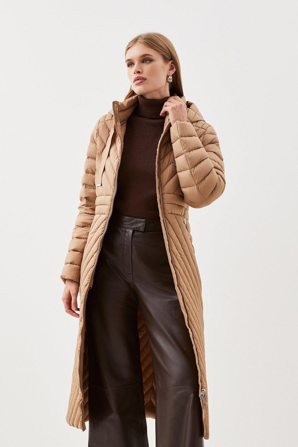 

Легкое длинное компактное пальто Petite Karen Millen, нейтральный