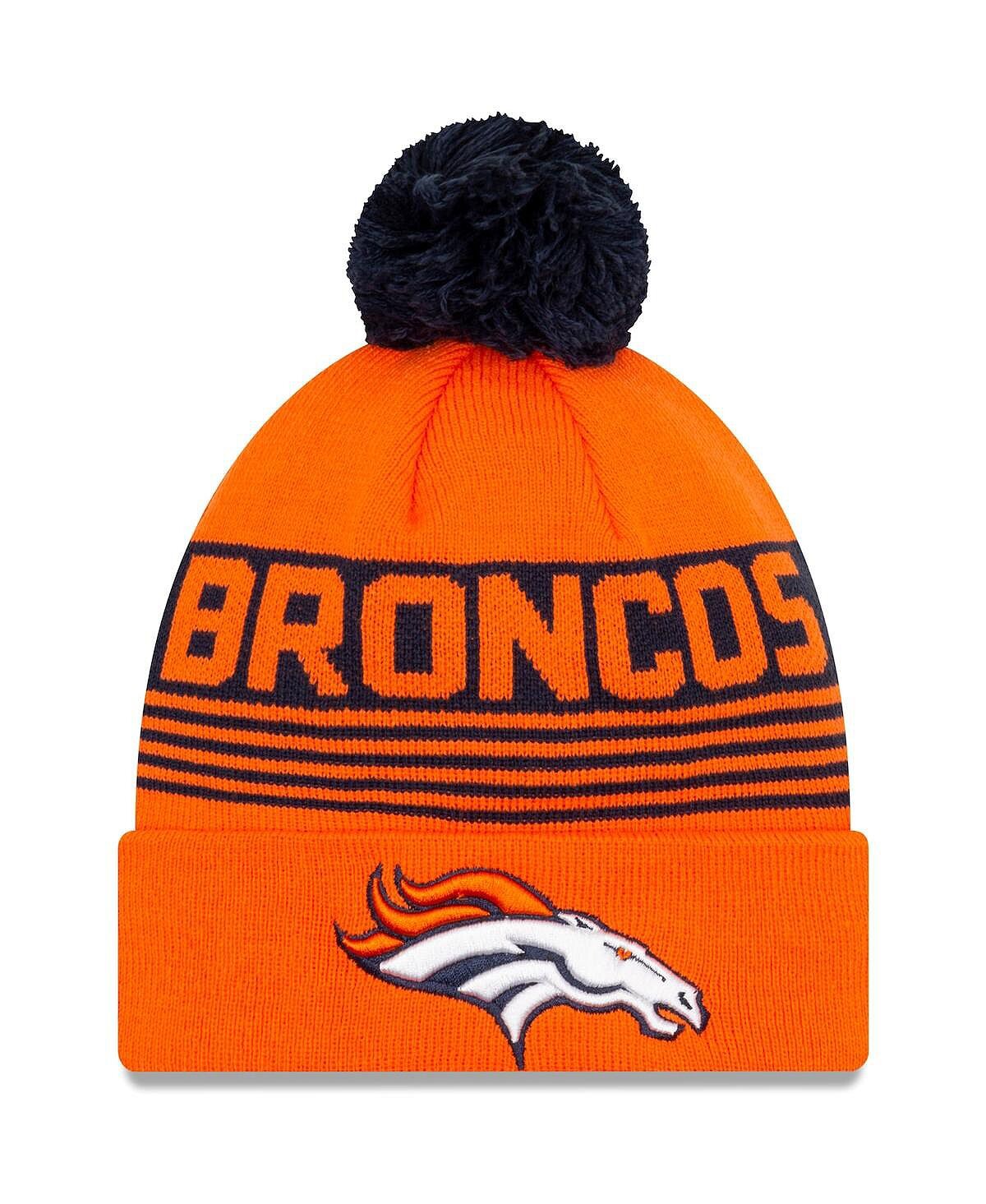 

Мужская оранжевая вязаная шапка Denver Broncos с манжетами и помпоном New Era