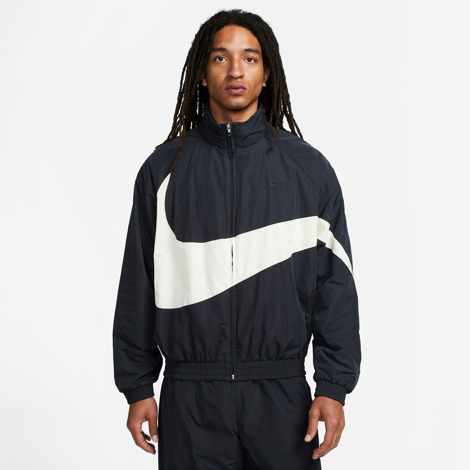 

Мужская тканая куртка с молнией во всю длину Nike Swoosh, черный