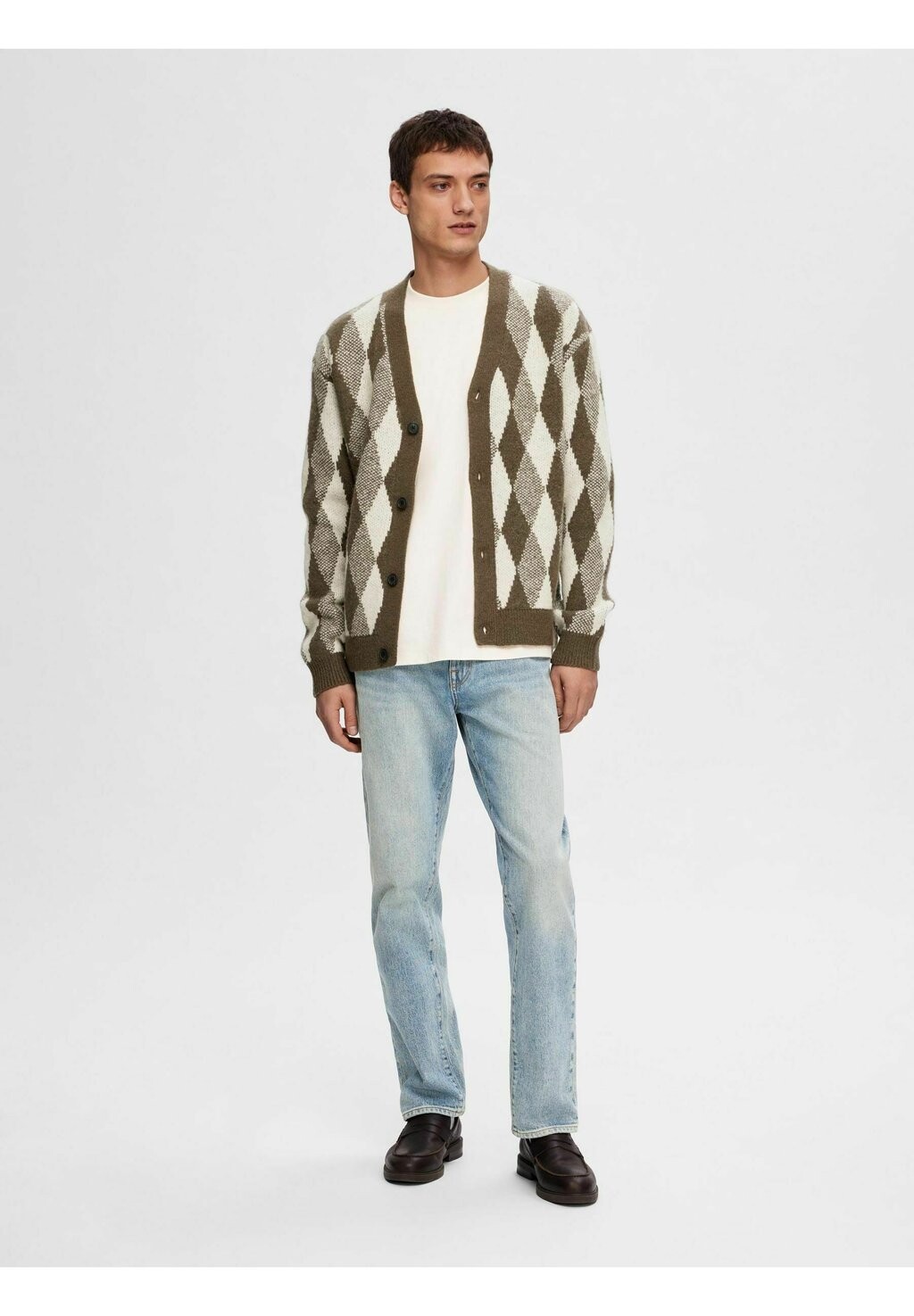 

Кардиган KARIERTER Selected Homme, цвет whisper white