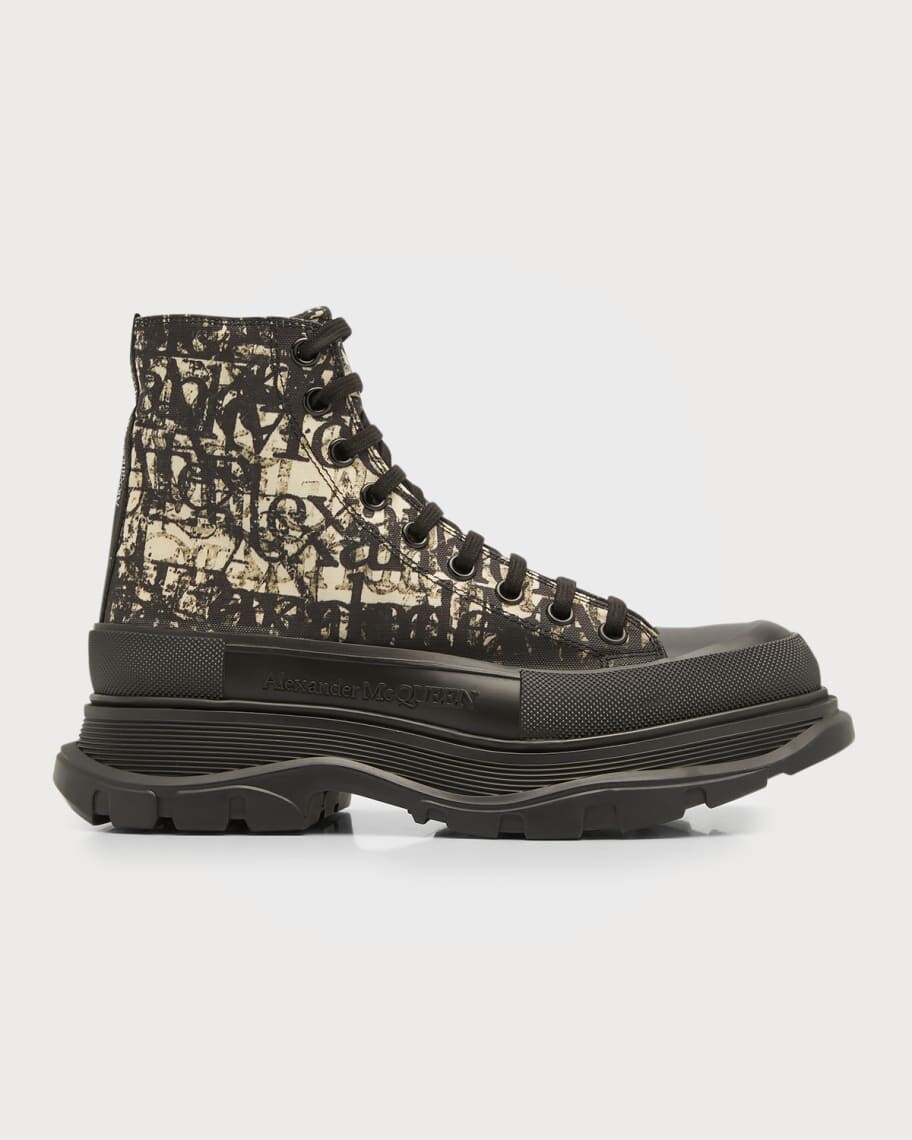 

Мужские холщовые ботинки на шнуровке с принтом Tread Slick Alexander McQueen