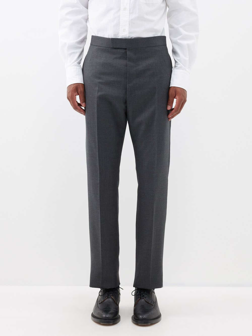 цена Костюмные брюки из шерсти super 120s Thom Browne, серый