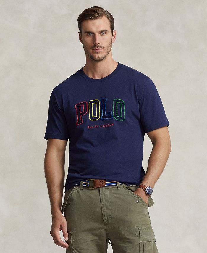 Мужской большой & Высокая футболка с логотипом Polo Ralph Lauren, цвет Cruise Navy футболка из хлопкового джерси с короткими рукавами и вышитым логотипом fred perry серый