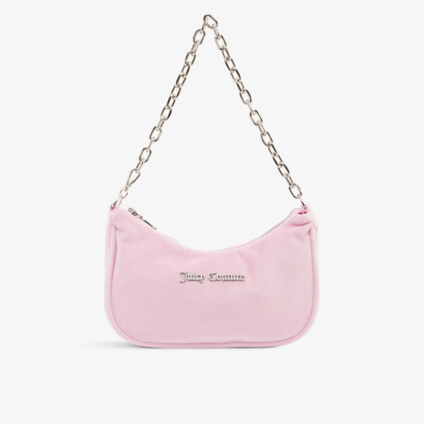 

Велюровая сумка на плечо с металлическим логотипом Juicy Couture, розовый