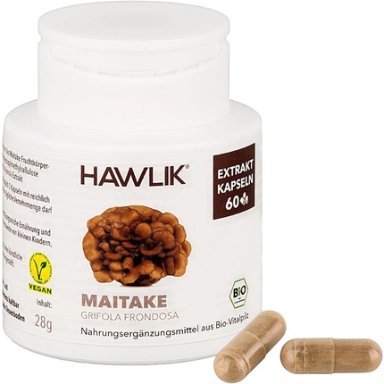 цена HAWLIK Органические капсулы с экстрактом гриба майтаке и витамином С, 60 капсул